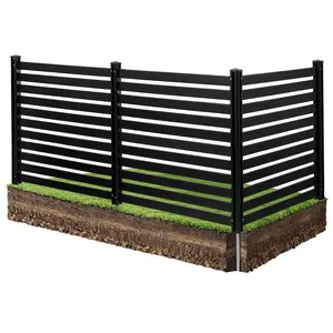 【Summervibes】VEVOR 3 Panels Outdoor Privacy Screen, 50 x 48 in Air Conditioner Fence with 27.6 in Ground Stakes, Pool Equipment Enclosure, Vinyl Privacy Fence, Ideal for Trash Can and A/C Units, Black