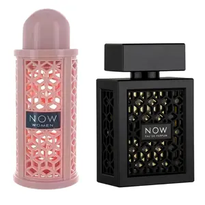 Lattafa NOW Gift Set - Men's Black Rave EDP Spray, Women's Rave EDP Spray (3.4oz/100ml Each) with Blueberry, Amber Vanilla Fragrance (Unisex Perfume Set)