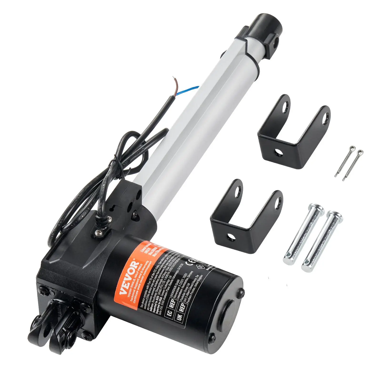 【summerfinds】VEVOR Linear Actuator 12V, 8 Inch Heavy Duty 1320lbs/6000N Linear Actuator, 0.19"/s Linear Motion Actuator with Mounting Bracket & IP44 Protection for Electric Door Industrial Machinery Vessels Cargo