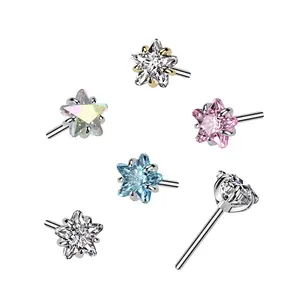 20G/18G/16G Star Threadless Flat Back Studs • Push Pin Labret • Flat Back Earring • Tragus Stud • Flat Back Upper Ear Stud • Helix Stud • Ear Cartilage Stud • Threadless Earring • Triangle Stud • Implant Grade Titanium • Cubic Zirconia