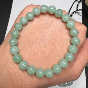 Green jadeite Jade beads bracelet, 7.4mm
