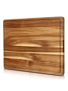 Extra Large Acacia Wood Cutting Board For Kitchen, 24 X 18 Inch Large Butcher Block Chopping Board With Juice Groove, Thick Wood Cutting Boards Carving Board For Turkey Meat Vegetables BBQ