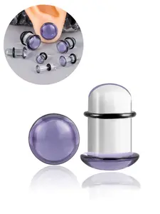 vanku 2pcs Unique 0.5mm Increments 14g-00g Comfy Pain-Free Single Flare Glass Dead Stretching Plugs, Hypoallergenic Body Piercing Tapers, Body Jewelry