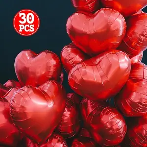Red Heart Foil Balloons 18 Inch, 30PCS Valentines Heart Balloons Mylar, Heart Shape Balloons for Valentines Day Anniversary Wedding Party Valentines Day Decorations Decor