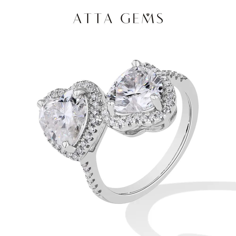 Women's 4CT Heart Shape Synthetic Moissanite Heart Cluster Ring, Elegant Engagement Jewelry, Shining Daily Wear Accessory, Birthday Gift R205, Heart Shaped Ring, Fine Moissanite Rings