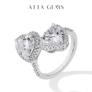 Women's 4CT Heart Shape Synthetic Moissanite Heart Cluster Ring, Elegant Engagement Ring, Shining Daily Wear Jewelry, Birthday Gift R205 summerwins