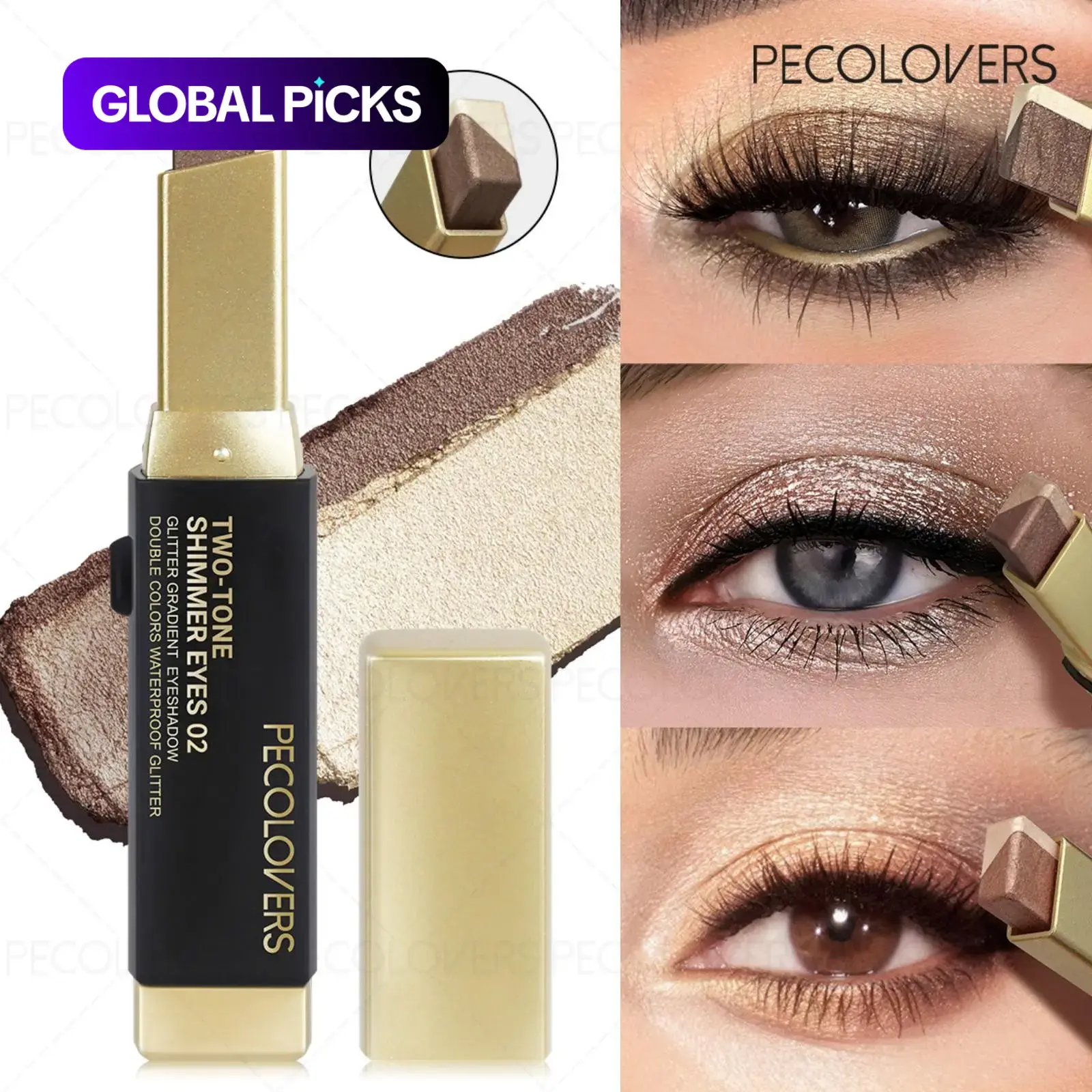 Two-Tone Shimmer Gradient Eyeshadow Stick, 1-Count Matte and Glitter Finish, Beauty Eyeshadows, Glitter Eyeshadows, Waterproof Long-Lasting Eyeshadow for Women, Eye Makeup Cosmetic #GLOBAL PICKS