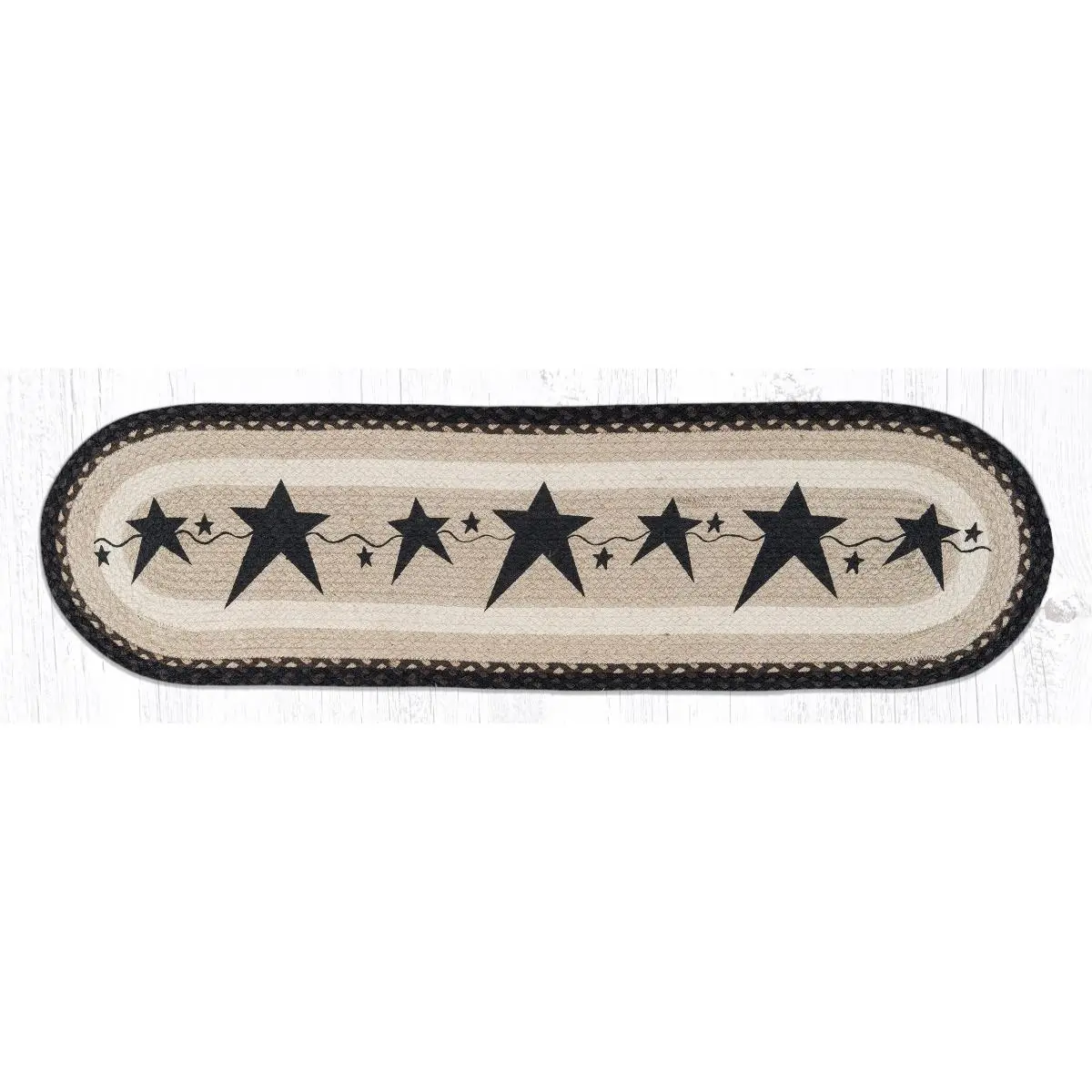 Capitol Importing 64-313PSB OP-313 Imprint Primitive Stars Black Oval Patch Runner, 13"x48", Water Resistant, Easy to Spot Clean with Mild Soap and Water