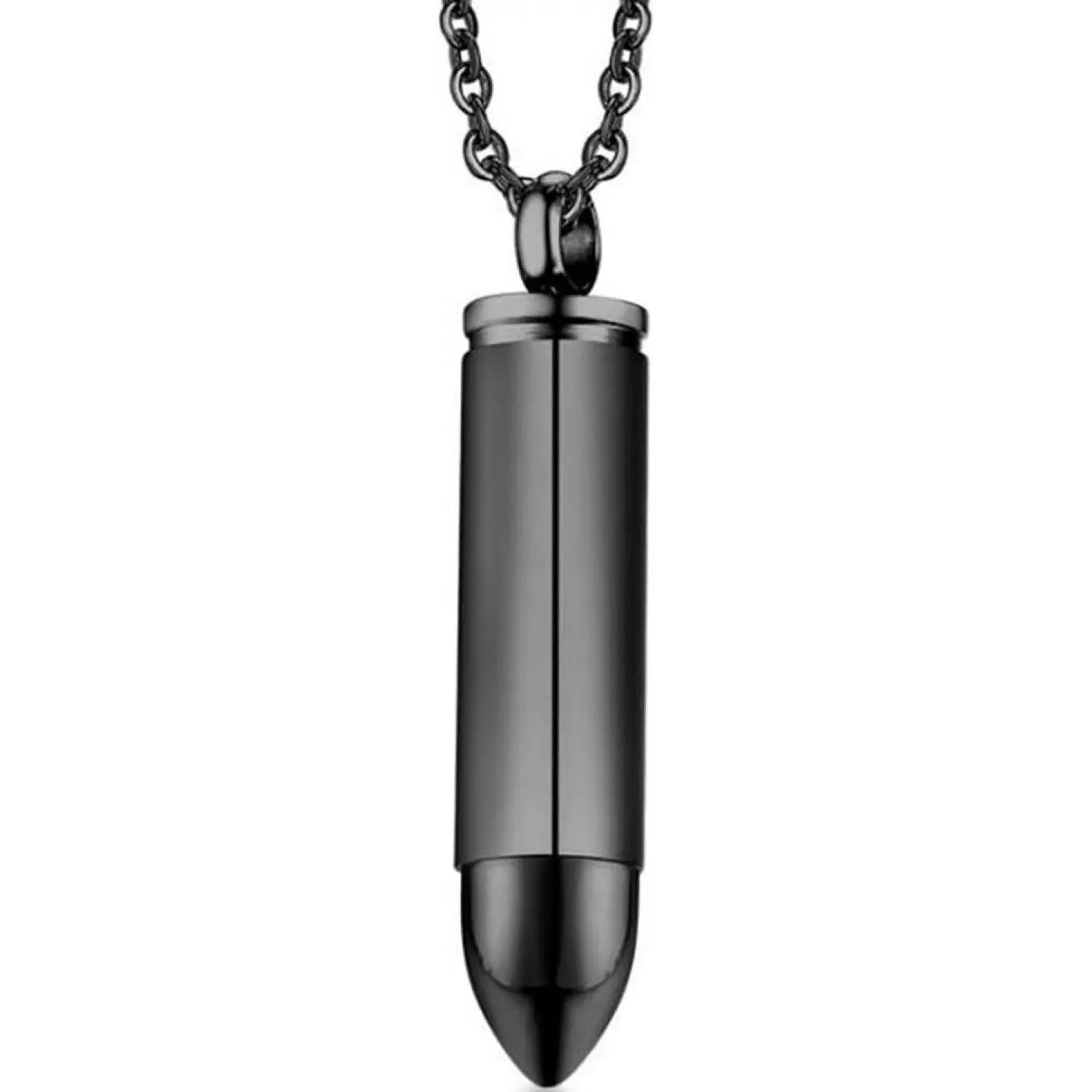 Stainless Steel Bullet-Style Statement Jewel Necklace, Biker Pendant for Cocktail Parties