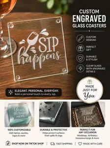 Custom Engraved glass coaster
