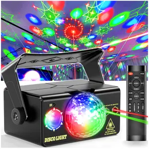 Party Lights DJ Disco Ball & LED Stage Strobe Light with Sound-Activated 10ft USB-C Cable Remote Disco Lights for Parties Indoor Outdoor Use Birthday Dance Clubs Bar Weddings Holidays Décor 3 Lens Red Green Patterns Rgb Colorful Led Super Bright Led