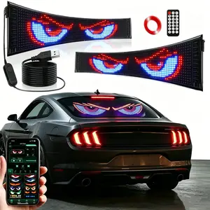 Programmable LED Devil's Eye Lights – Bluetooth APP Wireless Control, USB Rechargeable,Wireless APP-Controlled Scrolling LED Screen,IP67 Waterproof,for Car Trucks,Car Decals ,Car Accessories