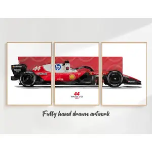 Ferrari 2026 SF-26 F1 Poster Set: Leclerc & Hamilton Art Print, Framed Racing Car Art Modern Minimalist Style Formula One Vehicle Design Canvas Art Print For Living Room Bedroom Office Decor With Elegant Wall Display And Sporty Aesthetic Appeal