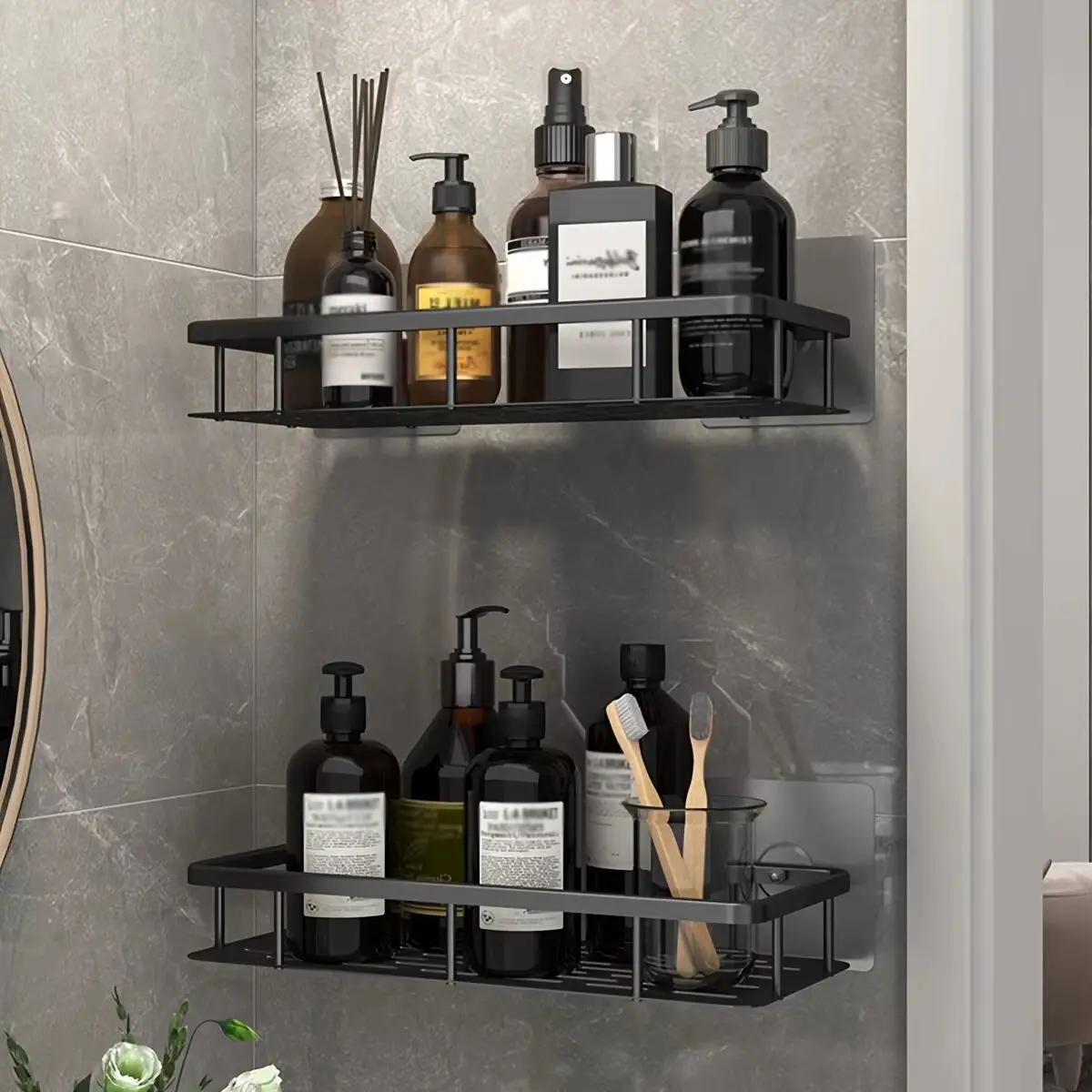 Wall-Mounted Bathroom Storage Rack – Space-Saving Corner Shelf for Organized Living