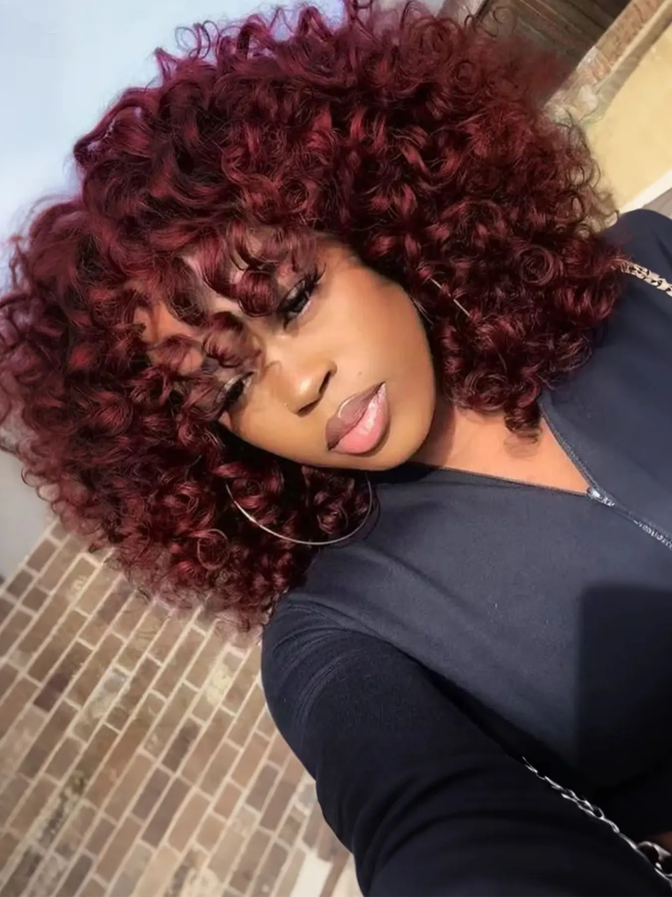 Big Curly Wig with Bangs for Women, Synthetic Colorful Looking Glueless Hair for Daily and Party Use, Soft Fluffy Curly Wigs, Natural Looking Wig, Daily Wear Wig.(14Inch)