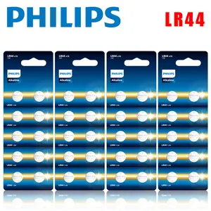 PHILIPS 40 Pack (10PCS/ Per Card) High Capacity LR44 Batteries L1154F AG13 357 303 SR44 A76 Premium Alkaline Battery Long Lasting Button Coin Cell