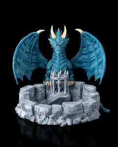 Blue Dragon Dice Guardian – 3D Printed RPG Dice Holder | Fantasy Dice Display for Dungeons & Dragons, Pathfinder & TTRPGs
