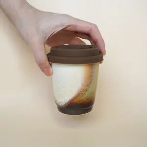 MUDxHAND Ceramic Travel Mug With Silicone Lid, Chocolate Coffee Cup,  To Go Mug, reusable coffee mug, Portable coffee mug, ceramic mug with lid
