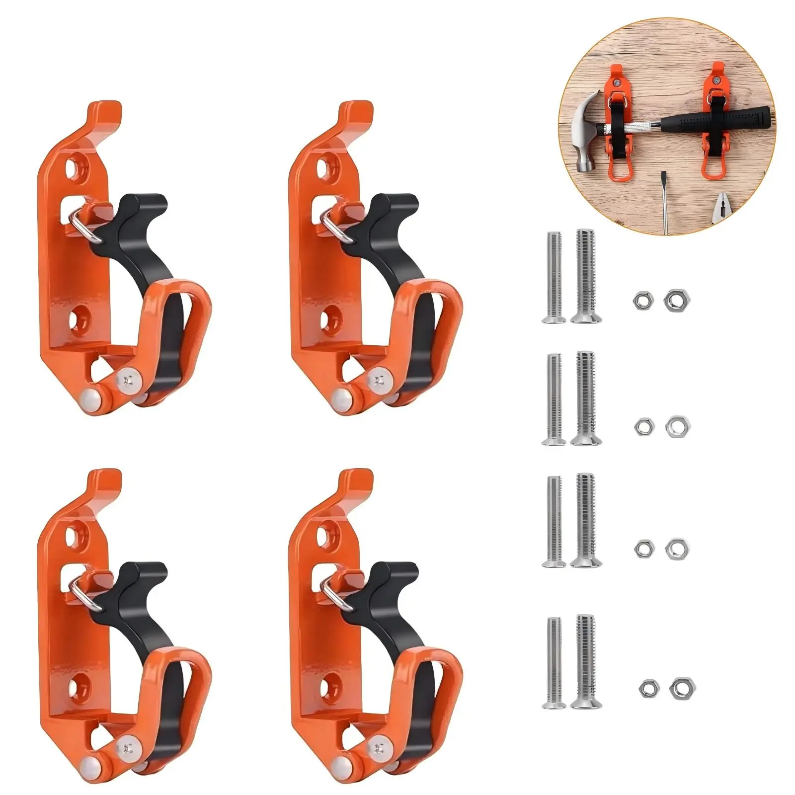 Metal Shovel Mount with Iron Brackets - Adjustable Fit Tool Storage Garage Storage Organizer, Anti-Slip Grip Wall Mounting Kit for Roof Rack Truck Bed