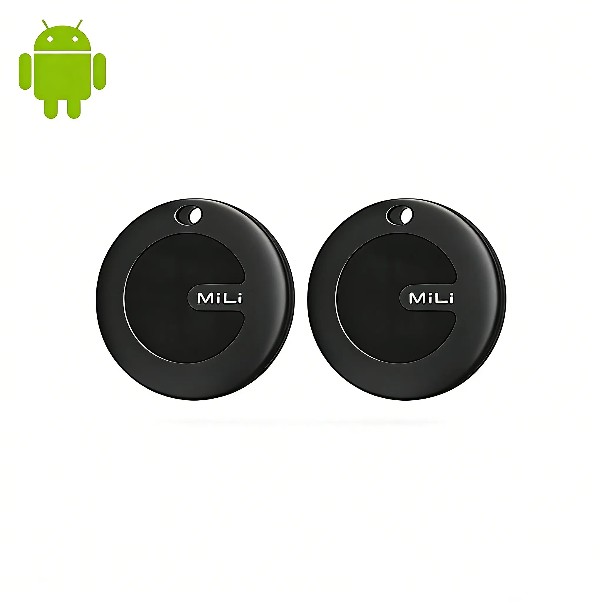 MiLi MiTag 2-Pack Bluetooth GPS Tracker Device for Android - Car/Key Locator, IP65 Waterproof, Privacy Protection, Precise Positioning via Google Find Hub App, Safety Feature