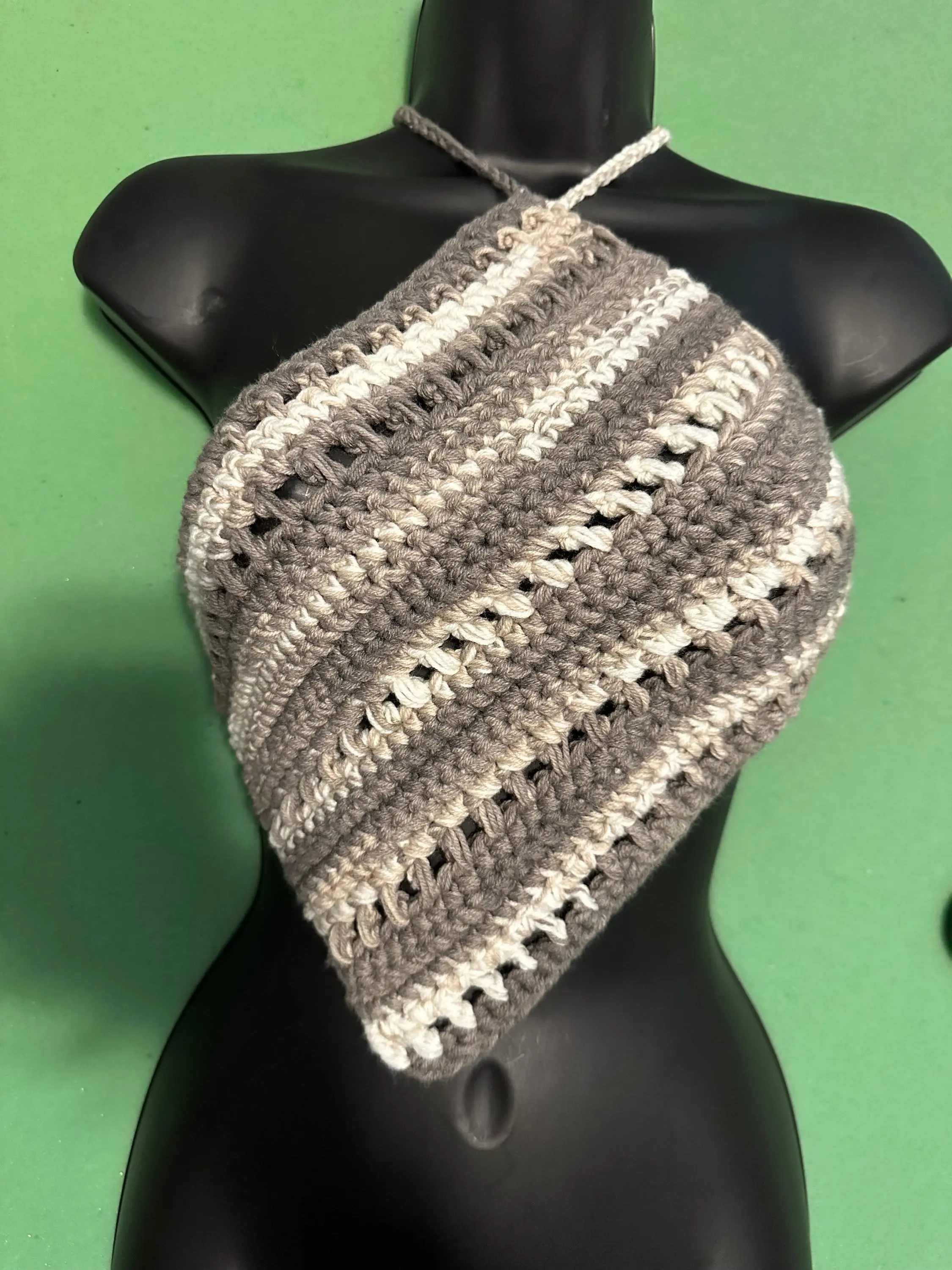 Handcrafted Crochet Crop Top: Neutral Yarn, XS/S