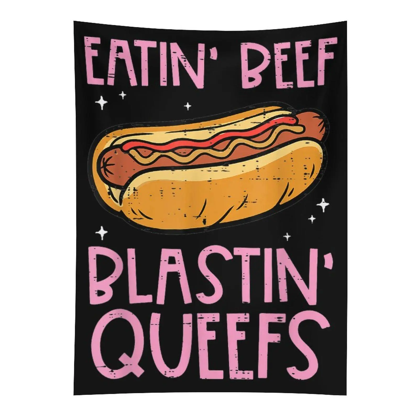 Funny Hotdog Meme Wall Tapestry, Food Humor Wall Hanging, Aesthetic Kitchen Bedroom Dorm Decor