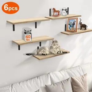 Rustic Wood Shelves Set of 6 Farmhouse Style Floating Shelf for Wall Décor White Wooden Shelves for Bathroom Bedroom Storage Kitchen Living Room Decor Shoe Rack Organizer Hat Organizer Bathroom Organizer Cologne Stand Display