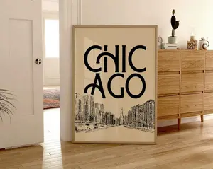 Chicago Wall Art Poster Vintage, Chicago Print, Chicago Poster