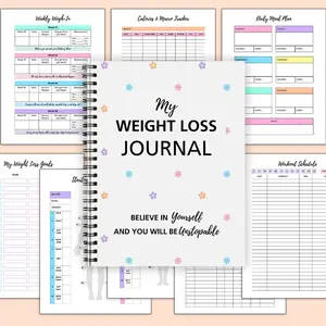 Weight Loss Journal Notebook, 1 Count Daily & Weekly Exercise, Workout Schedule & Diet Log, Personal Organizer, Wellness Planner, Stay Motivated and Confident, Set Your Goal Weight and Achieve It