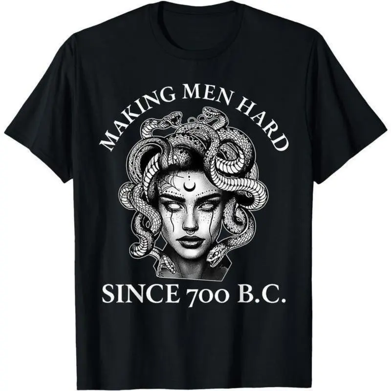 Making Men Hard Since 700 B.C. Funny Medusa Graphic T-Shirt, Feminist Mythology Novelty Tee, Soft Comfortable Cotton Shirt for Men Women, Casual Streetwear Fashion Top, Breathable Oversize Verano Camiseta