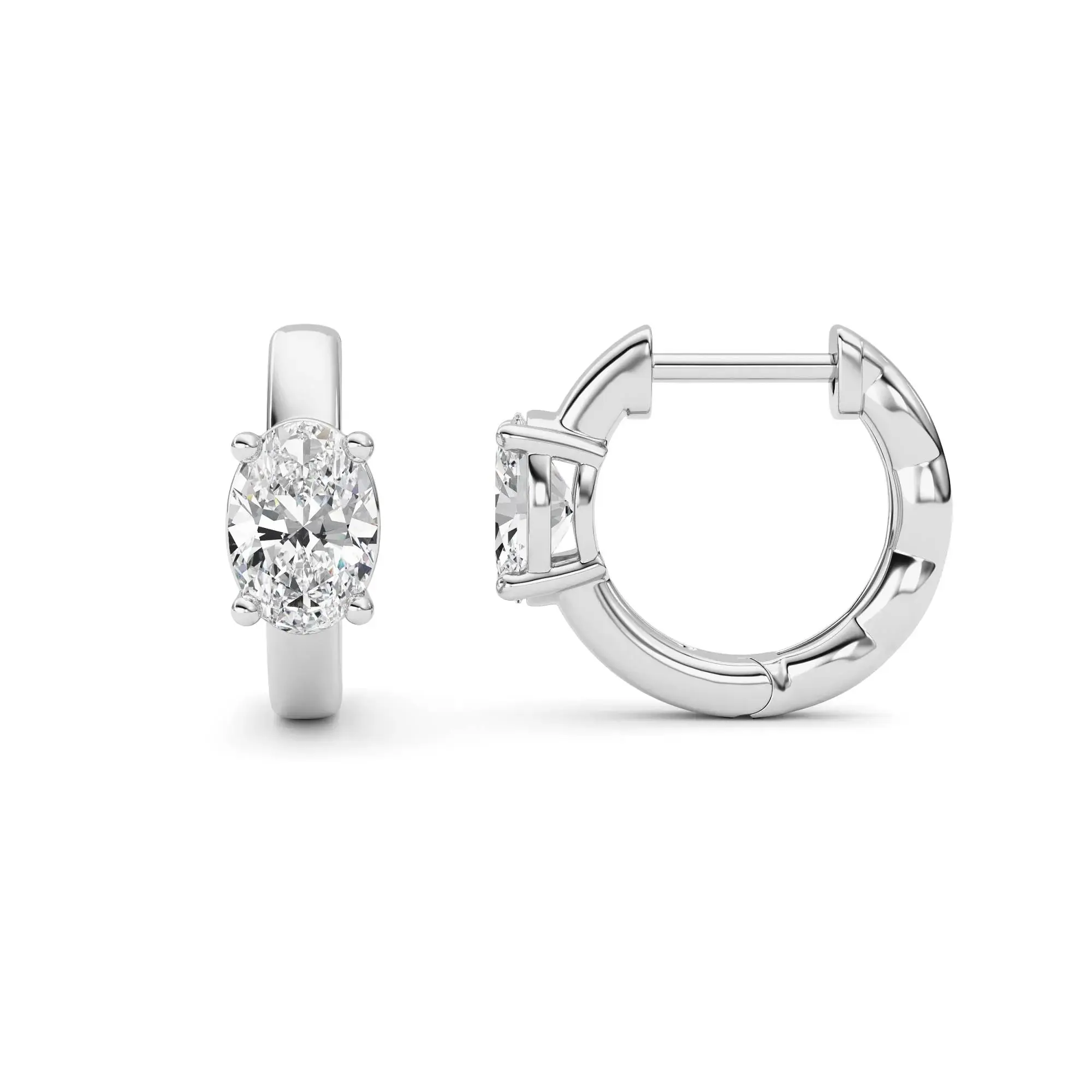 1.00ct 14K White Gold Oval Fancy Diamond Hoop Earrings (IGI Certified)