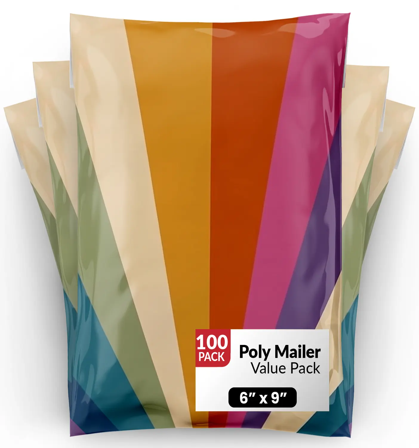 Retro Rainbow Polymailers 6x9 - 100 pack