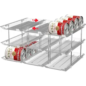 Can Storage Organizer Pantry and Canned  Holders for Soup Can Goods Dispenser with Rack Clear 9-Pack