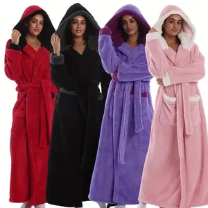 Elegant Hooded Bathrobe, Soft & Cozy, Multiple Colors, Unisex, Perfect Gift, Fall Winter Essential