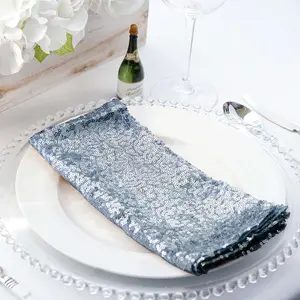 Sequin Napkin 20"x20" Dusty Blue - Sparkling Reusable Cloth Napkin