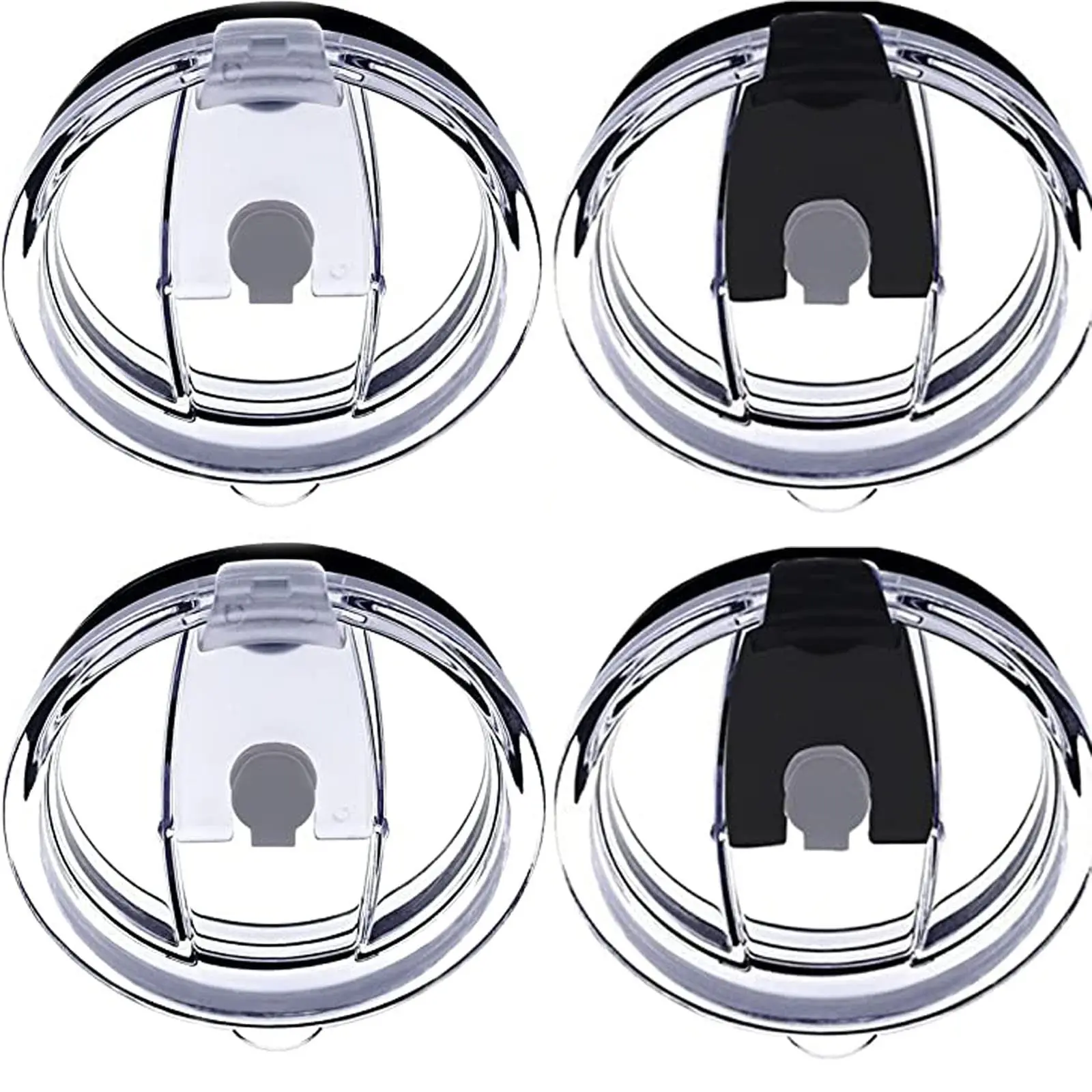 4-Pack Spill-Proof Sliding Tumbler Lids - 20oz Replacement Lids for Beast, Juro, Ozark Trail, Rae Dunn Tumblers & Coffee Mugs