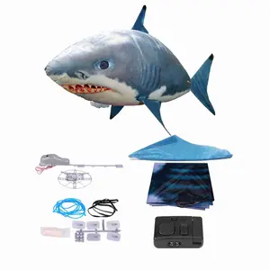Flying shark toy, remote control inflatable balloon toy (blue shark)