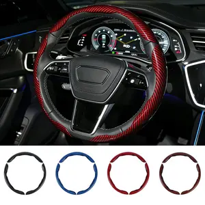Carbon Fiber Steering Wheel Cover, Snap on Car Steering Wheel Cover Set Accessories 3pcs Wrap Grip Non Slip Protector Universal