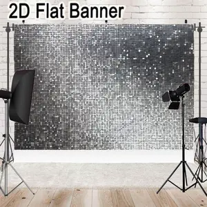 2D flat banner, 1pcShimmering Grid Sequin Backdrop, Metallic Sparkle Fabric for, Festive Curtain or Photo Booth Background, Shimmer Wall Backdrop