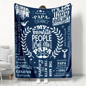 Letter For Papa Pattern Flannel Blanket, 1 Count Soft Warm Throw Blanket, Air-Conditioned Room Blanket, Warm Nap Blanket For Home Office Travel