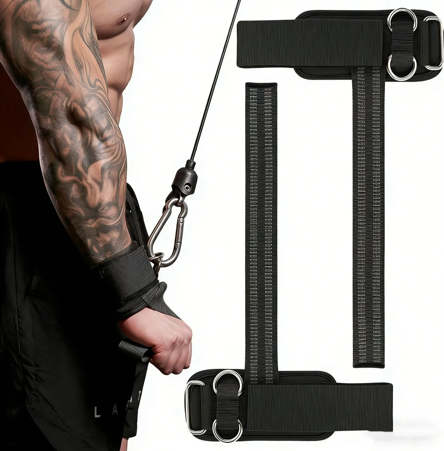 Power Wristbands for Weightlifting -  Lifting Straps with D-Rings for Cable Machine, Men's & Women's Fitness Accessories Assist belt support maximum pad cotton steel duty heavy upgraded gym silicone anti-slip deal trainer sohochic workout