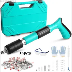 Concrete Nail Gun Kit with 50pcs Nails 5 Speed Adjustable Manual Steel Nail Gun for Red Brick & Concrete Walls Portable Impact Nailgun Metal Low Noise Household DecorXXUNIVERSE GOODS10