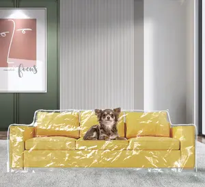 wokire Clear Thicker Couch Cover Water Proof Sofa/Heavy Duty Couch Cover-Protection Against Cat Dog Clawing, Vinyl Sofa Slipover -for Storage and Moving