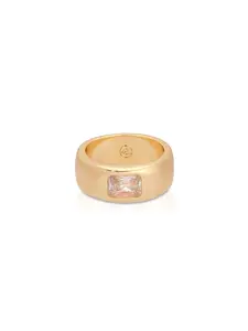 Ettika Emerald Cut Treasure Ring 18k Gold Plated Cubic Zirconia for Adults Height 0.3"