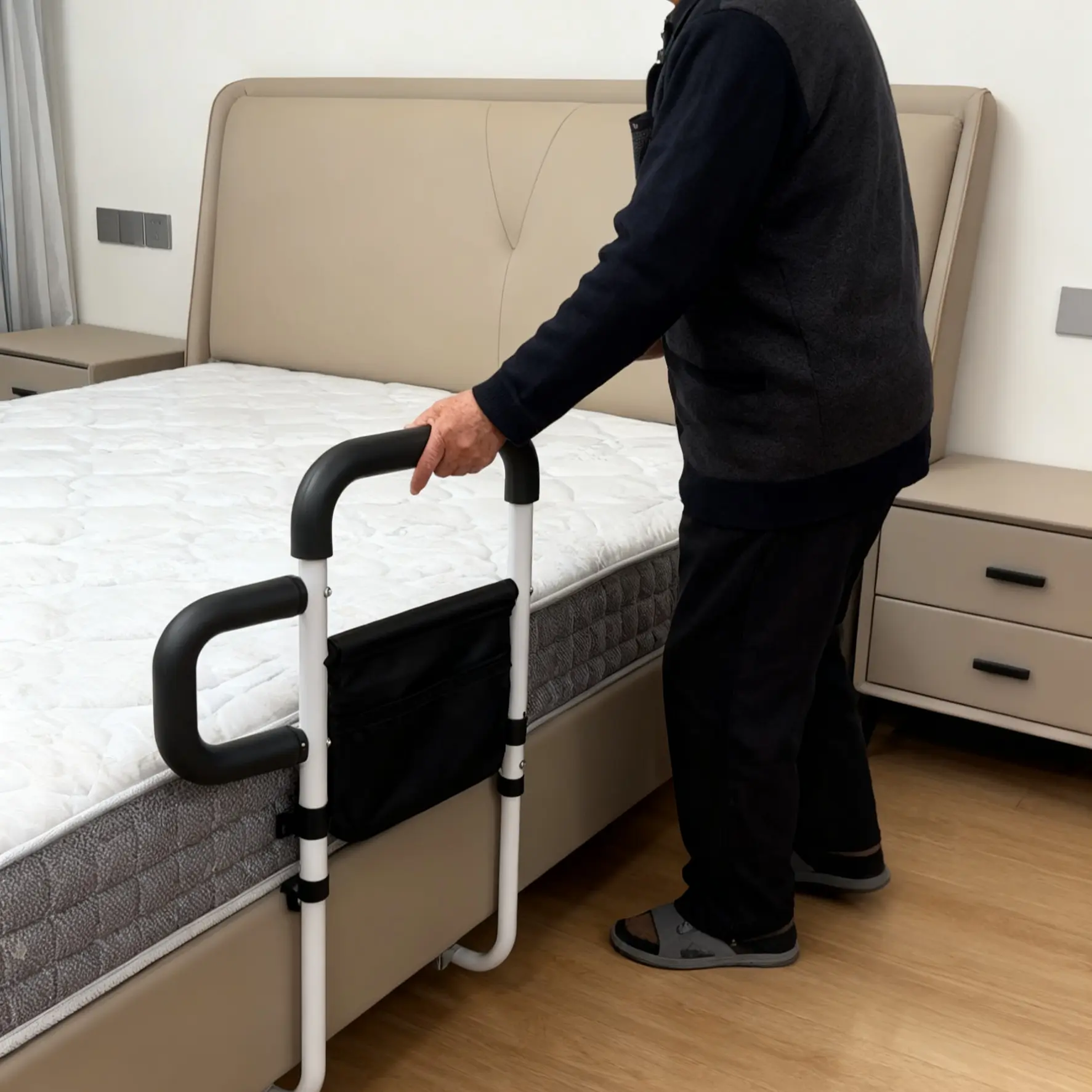 Easy Install Bedside Handrail, Convenient Bedroom Accessory, Simple Setup, Prevent Falls, Essential for Daily Mobility Support, Home