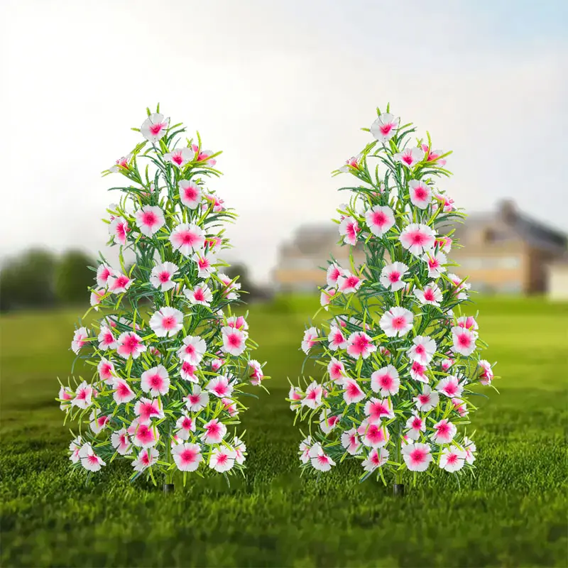 Two sets of plastic artificial green plant carnations, green plant daisies, Artificial mixed flower ground arrangements, indoor bonsai decoration ornaments, suitable for weddings and engagements, families, offices, Lifelike Fake Plant