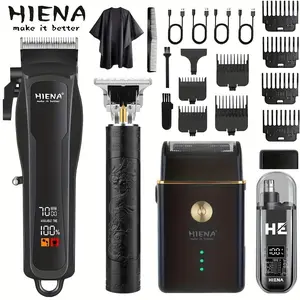 Men's Professional Hair Beard Trimmer Set with LED Display, Cordless Clippers with Comb Attachment, Abs Body, Ideal Gift for Him, Cordless Trimmers