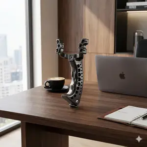 New Arrival Silver Floating Metal Sculpture Industrial Art Piece Modern Stainless Steel Desk Decor Statement Ornament Contemporary Home Office Aesthetic