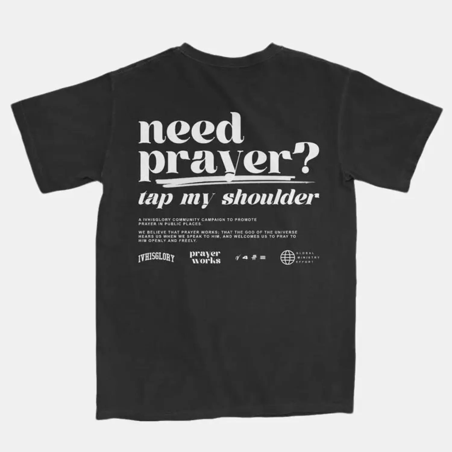 Graphic Tees Prayer Works Campaign Tee 2.0, Need Prayer Back Side Graphic Printed T-Shirt, Casual Sweatshirt, Unisex Hoodie Fabric Top