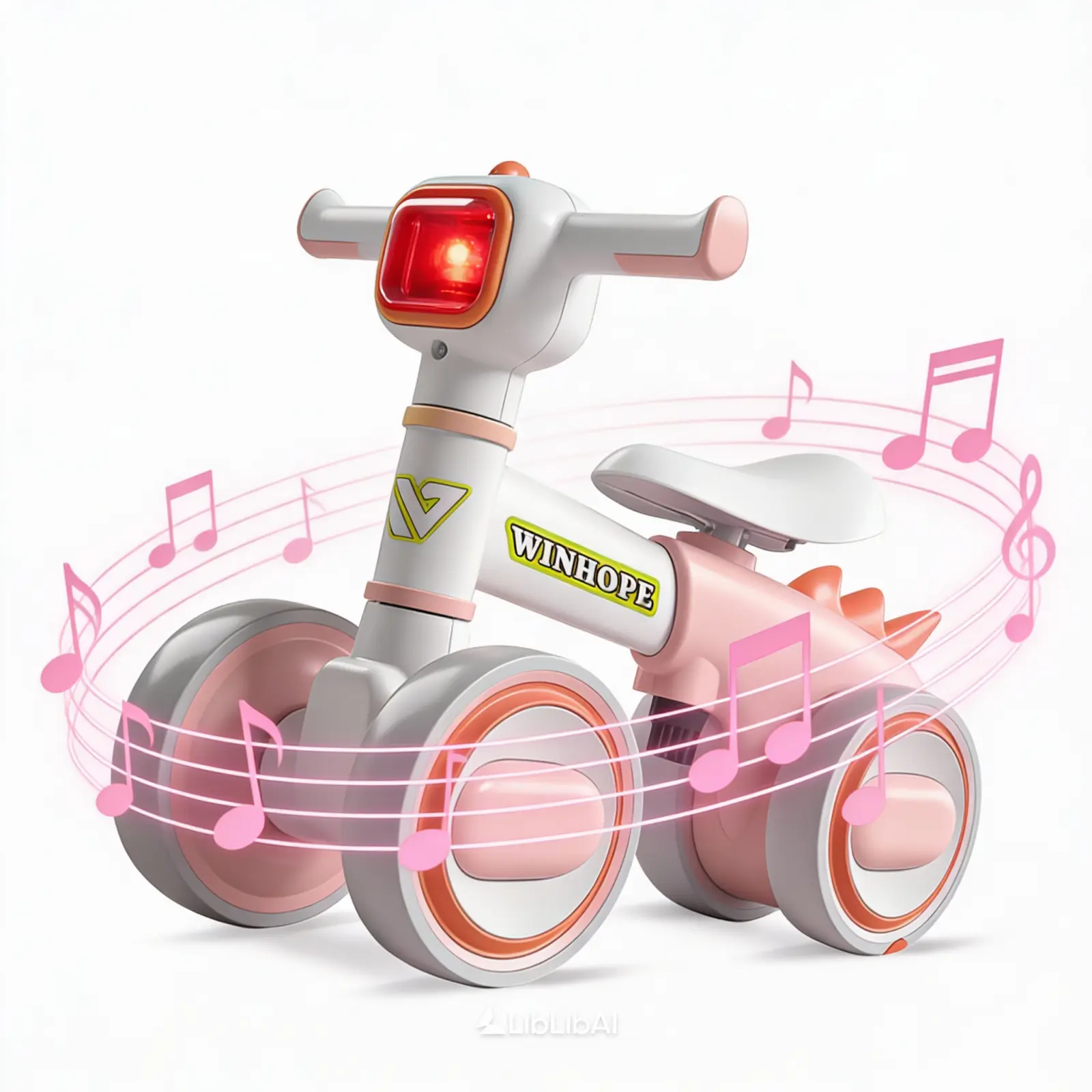 Winhope Balance Ride Scooter for Babies Ages 1–3, No Pedals for Learning to Walk, with Music and Lights, Quiet Wide Wheels with Anti-Tip Design, Indoor/Outdoor Toy Scooter for Boys and Girls